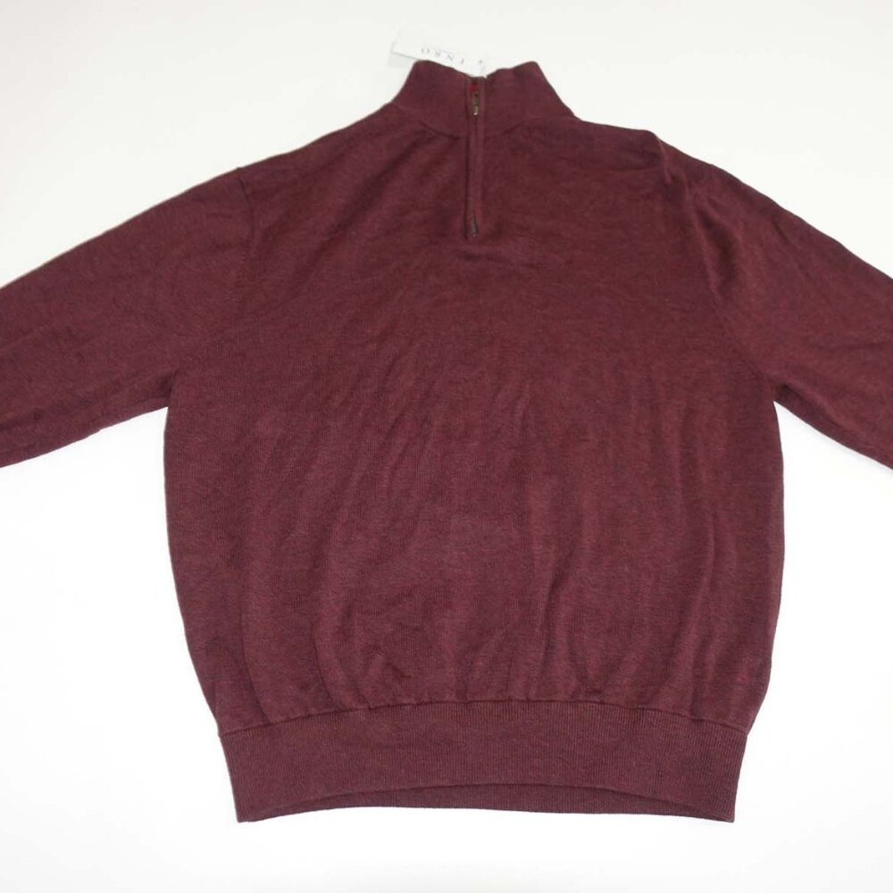 Enro Men's 1/4 Zip Sweater Large NWT Burgundy Red 100% Cotton Pullover L